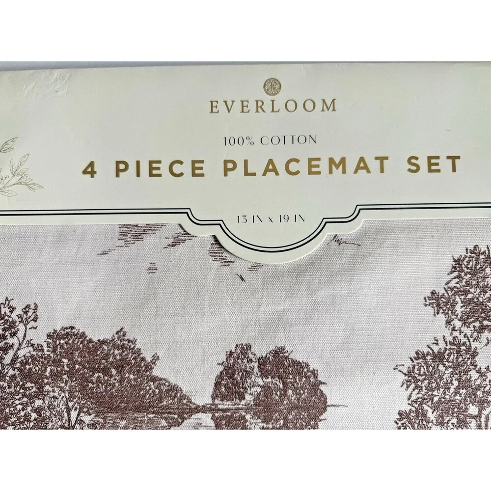 Everloom Placemats Toile Equestrian Horse Scenes Cotton 13x19
